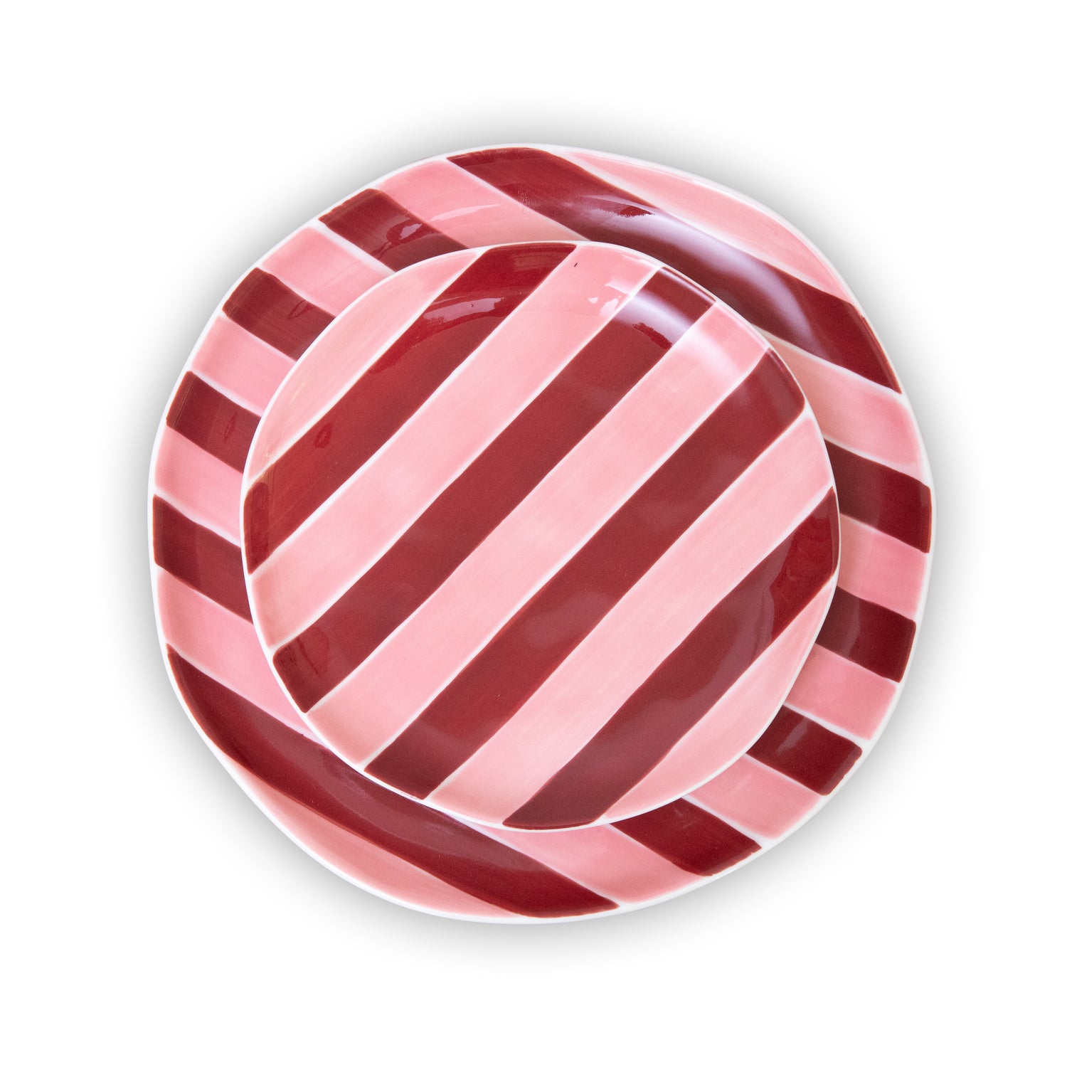 NEW Pink &amp; Burgundy Stripe Dinner Plate (Single)